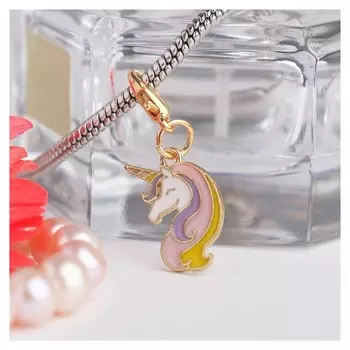 Шарм "Единорог", цветной в золоте