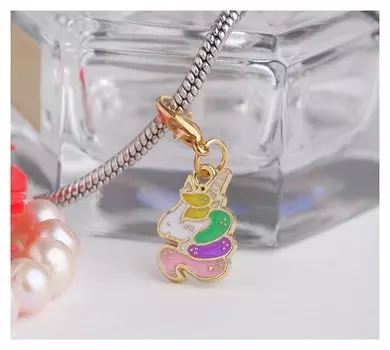 Шарм "Единорожек" мини, цветной в золоте