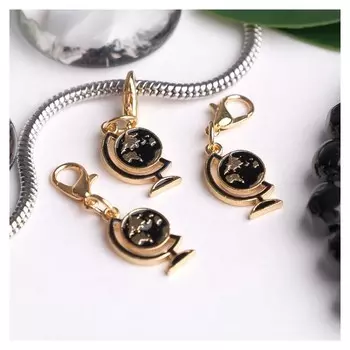 Шарм "Глобус", цвет чёрный в золоте