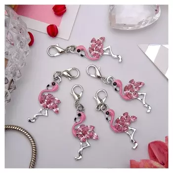 Шармик "Фламинго", цвет розовый в серебре