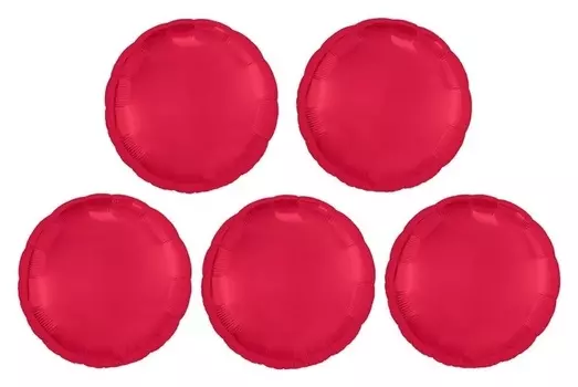 Шары фольгированные 19", круг, набор 5 шт., цвет красный
