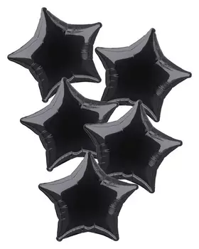 Шары фольгированные 19", звезда, набор 5 шт., цвет чёрный