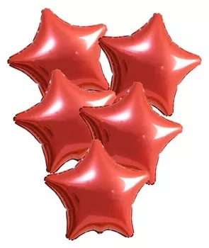 Шары фольгированные 19", звёзды, цвет коралл, набор 5 шт.