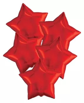 Шары фольгированные 19", звёзды, цвет красный, набор 5 шт.