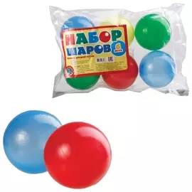 Шары пластиковые игровые, 6 шт., диаметр 65 мм, цветные, "Десятое королевство", 00888