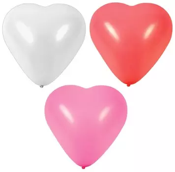 Шары воздушные в форме сердца золотая сказка, 12" (25 см), комплект 50 штук, 3 цвета