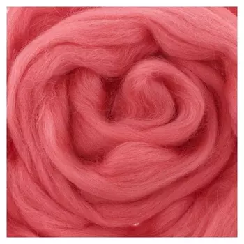 Шерсть для валяния 100% полутонкая шерсть 50 гр (126 яр. коралл)