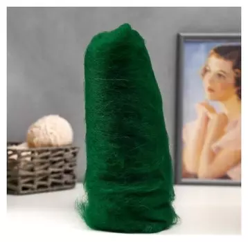 Шерсть для валяния "Кардочес" 100% полутонкая шерсть 100гр (110 зелёный)