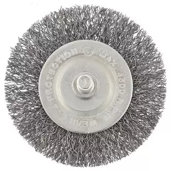 Щетка для дрели, 60 мм, плоская со шпилькой, витая проволока