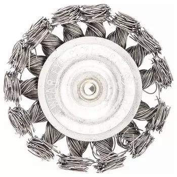 Щетка для дрели, 75 мм, плоская со шпилькой, крученая металлическая проволока 0.5 мм