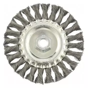Щетка для УШМ 125 мм, м14, плоская, крученая проволока 0.35 мм