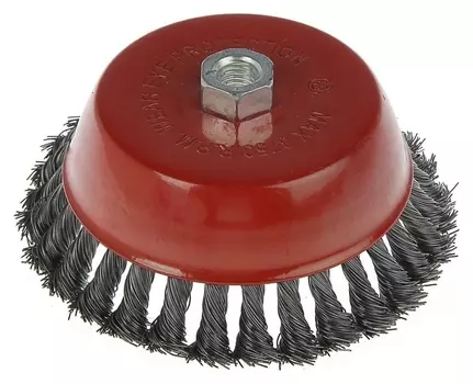 Щетка металлическая для УШМ Lom, крученая проволока, "Чашка", м14, 150 мм