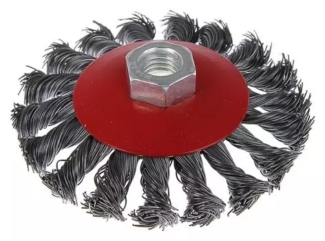 Щетка металлическая для УШМ Lom, крученая проволока, "Тарелка", м14, 100 мм