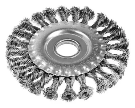 Щетка металлическая для УШМ Tundra, плоская, посадка 22 мм, крученая проволока, 125 мм