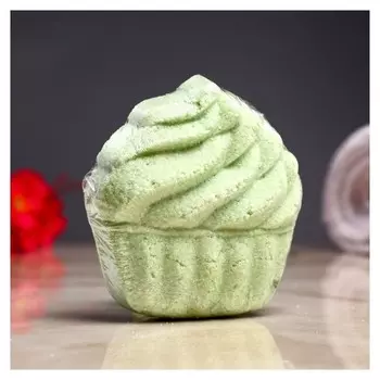 Шипучая бомбочка "Пироженка" с ароматом яблока, зелёная