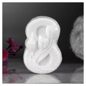 Шипучая бомбочка "С 8 марта с тюльпанами" с ароматом ванили белая