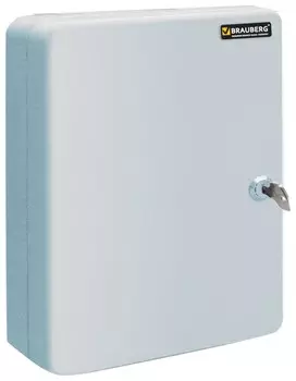 Шкафчик (Ключница) на 20 ключей Brauberg, 200х160х80 мм, с замком, +20 брелоков, серый, 290337