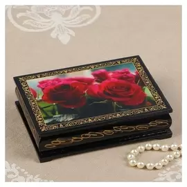 Шкатулка, 10×14 см, лаковая миниатюра Розы