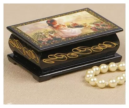 Шкатулка «Ангел с котенком», 6×9 см, лаковая миниатюра