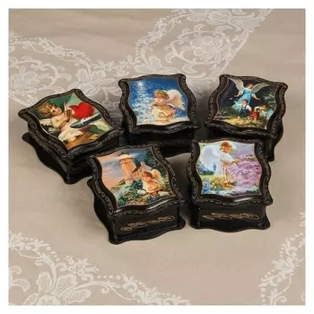 Шкатулка «Ангелы», 10,5×13 см, лаковая миниатюра