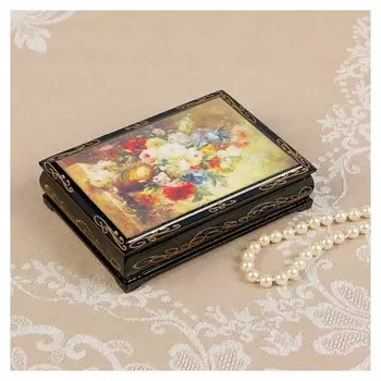 Шкатулка «Букет цветов», 10×14 см, лаковая миниатюра