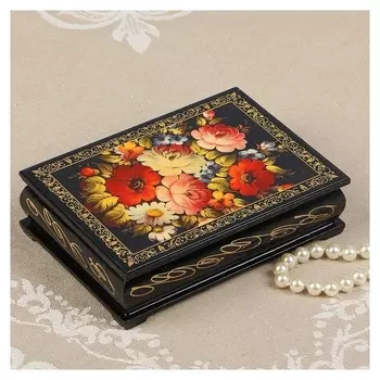 Шкатулка «Цветочная роспись», 10×14 см, лаковая миниатюра