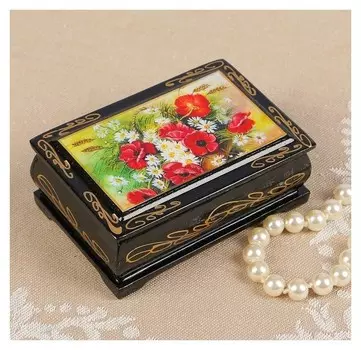 Шкатулка Цветы лаковая миниатюра