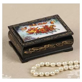 Шкатулка «Деревенские гуляния», 6×9 см, лаковая миниатюра