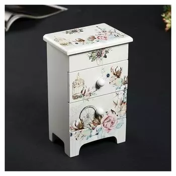 Шкатулка дерево 2 ящика "Романтичный букет" 18,5х11,7х7,5 см