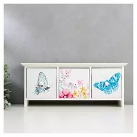Шкатулка дерево 3 ящика "Бабочки и полевые цветы" на ножках, акварель 12,5х32,5х10 см