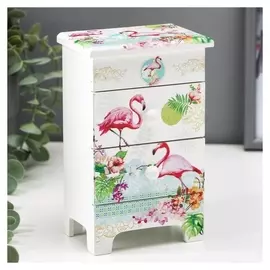 Шкатулка дерево 3 ящика "Фламинго" 18х11,5х7,5 см
