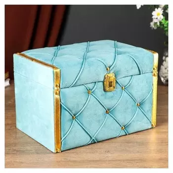 Шкатулка дерево бархат "Морская волна" с кнопками 19х19х28 см