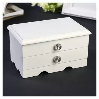 Шкатулка дерево для украшений "Комод с ящиком" белая 9х10х16 см
