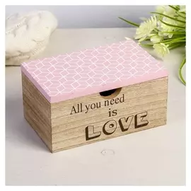 Шкатулка дерево "Геометрия" розовая 8х16х10 см