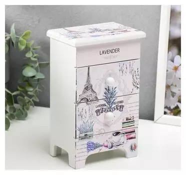 Шкатулка дерево комод 2 ящика "Эйфелева башня, лаванда" 18,5х11,5х7,5 см