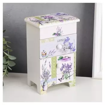 Шкатулка дерево комод 3 ящика "Прованс. лаванда" 18,5х11,5х7,5 см