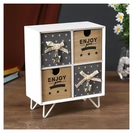 Шкатулка дерево комод 4 ящика "Звёздочки" 25х10,2х20 см