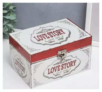 Шкатулка дерево кожзам "История любви" 10х12х18 см