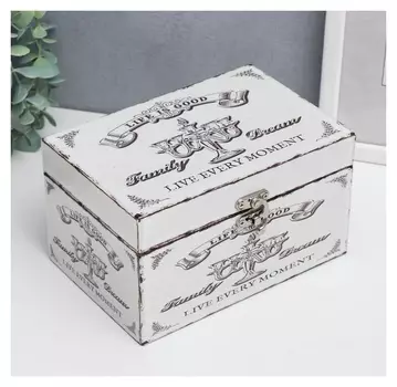 Шкатулка дерево кожзам "Канделябр. живи каждым мгновением" 10х12х18 см