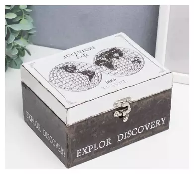 Шкатулка дерево кожзам "Жизнь и приключения" 9х12х16 см