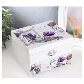 Шкатулка дерево с зеркалом "Букеты с лавандой" 11,5х17х15 см