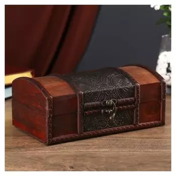 Шкатулка дерево состаренная "Цветочный медальон" сундучок 9,5х22,5х13 см