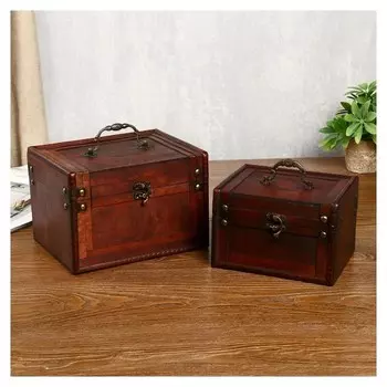 Шкатулка дерево состаренная "Рыцарский турнир" набор 2 шт 12х17,5х14,5, 15х21х17,5 см