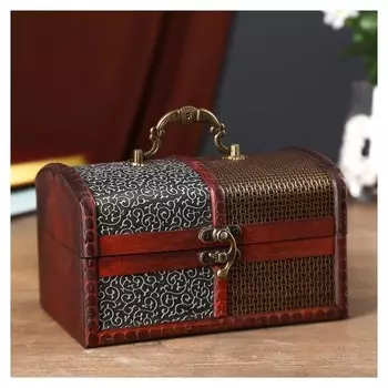 Шкатулка дерево состаренная "Завитки и сеточка" сундучок 10,5х18х12 см