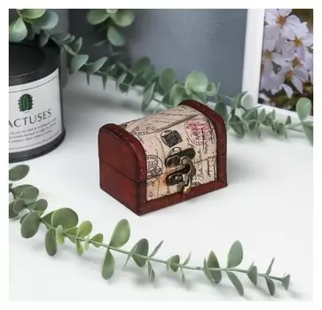 Шкатулка дерево сундучок "Цветущий город" 6х8х5,5 см