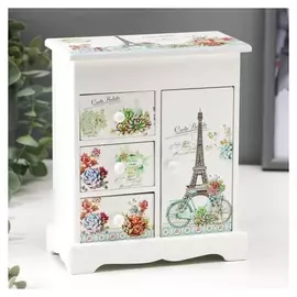 Шкатулка дерево "Велосипед с цветами у эйфелевой башни" 18,5х16х8 см