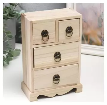 Шкатулка для росписи дерево "Комод 4 ящика" 22х15х8,2 см