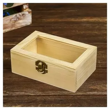 Шкатулка для росписи дерево со стеклом "Прямоугольная" 5,5х15х10 см