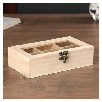 Шкатулка для росписи для мелочей со стеклянной вставкой