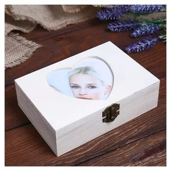 Шкатулка для росписи с фоторамкой "Сердце"